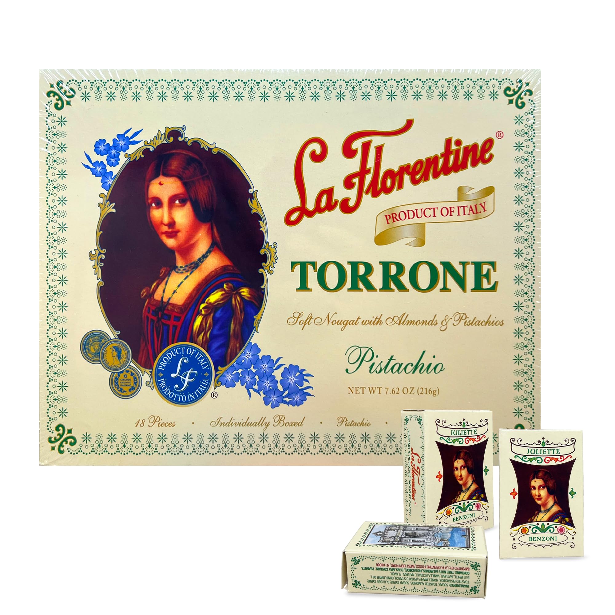 Amazon.com: La Florentine Pistachio Torrone, 7.62 Ounce : Grocery